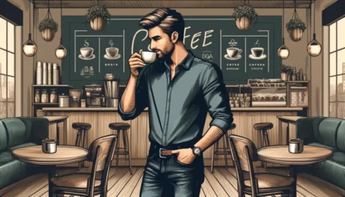 コーヒーを飲む男性