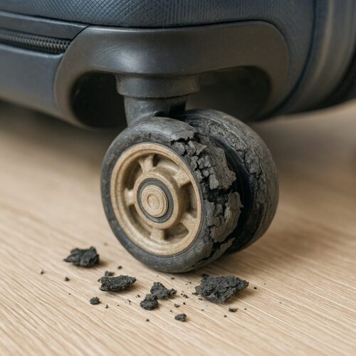 スーツケースのキャスター「ゴム交換だけで直るか」